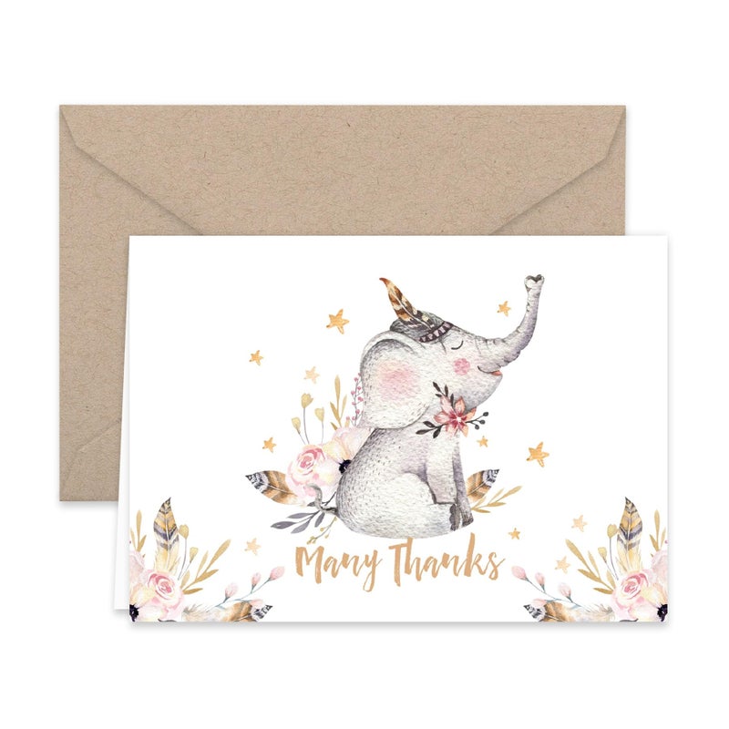 Paper Frenzy Woodland Animals Thank You Note Cards and Kraft Envelopes 24 pack - Image 3